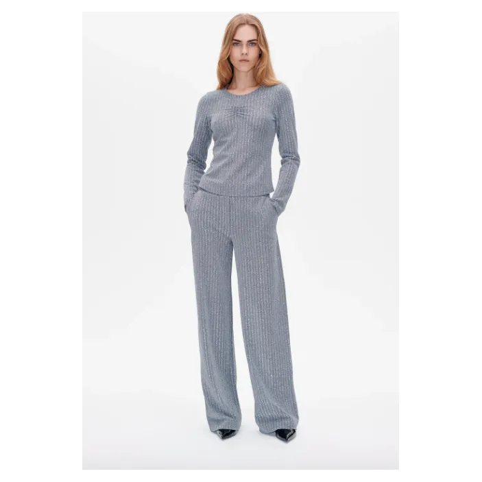 JYA Lurex Pinstripe Trousers Silver