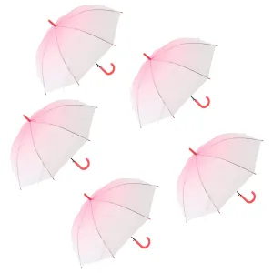 Kuber Industries Transparent Umbrella For Men & Women|Automatic Umbrella For Rain-Pack of 5 (Pink)