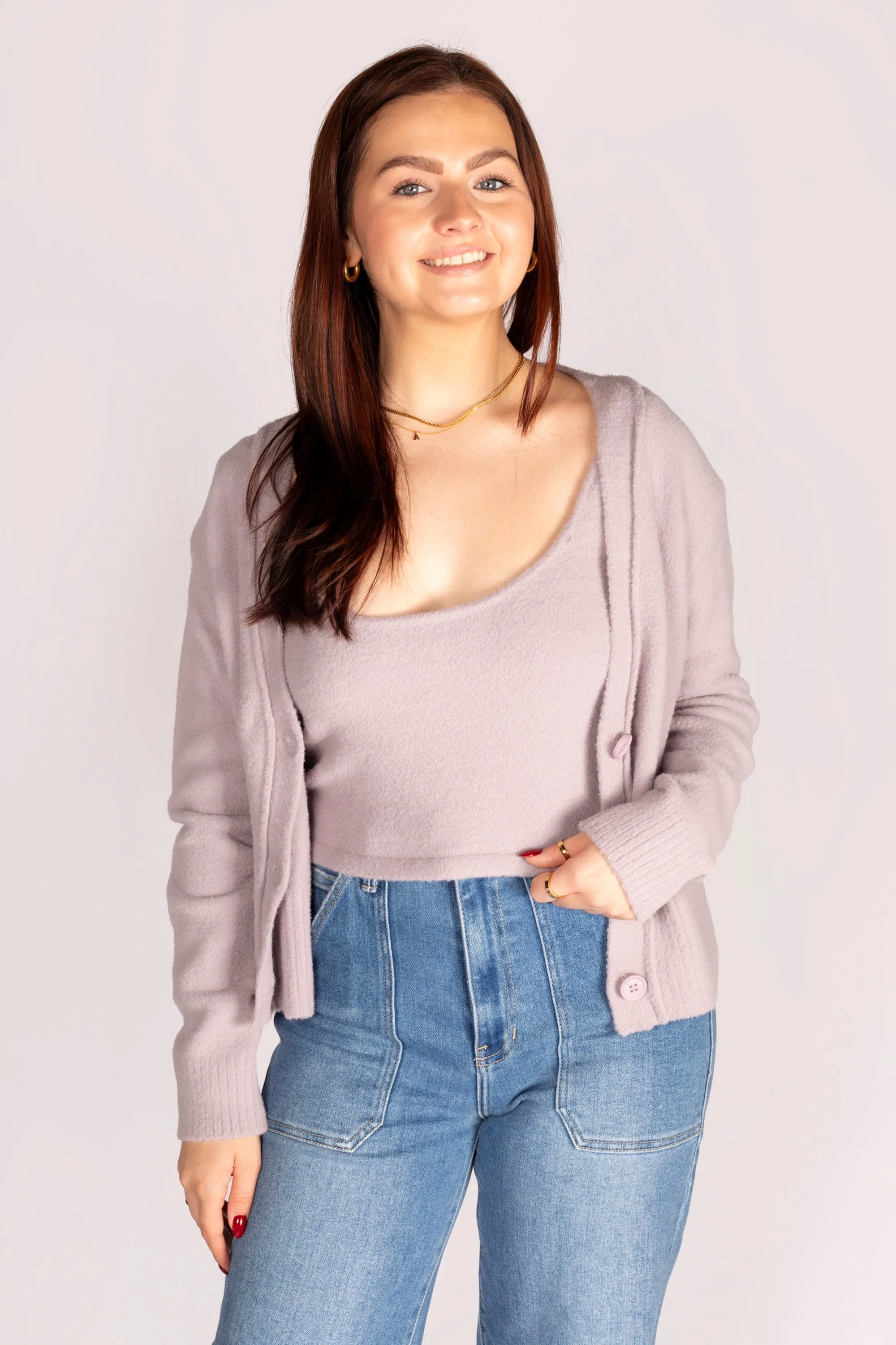 Lilac Cozy Cloud Cardigan Set - SALE