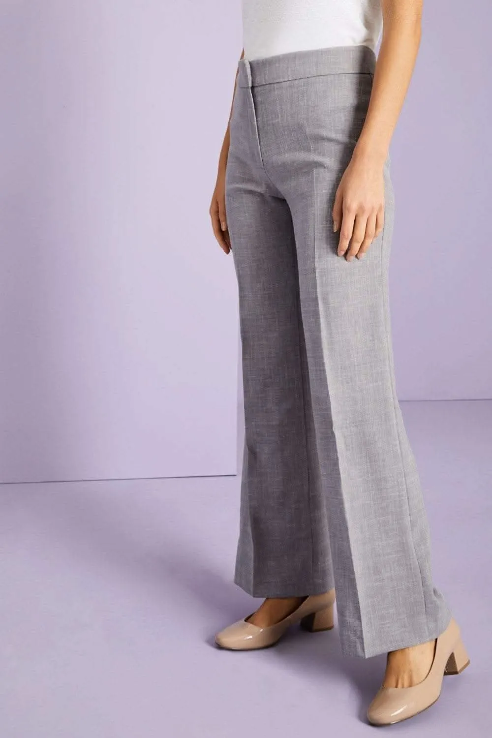 Linen Blend Straight Leg Trousers