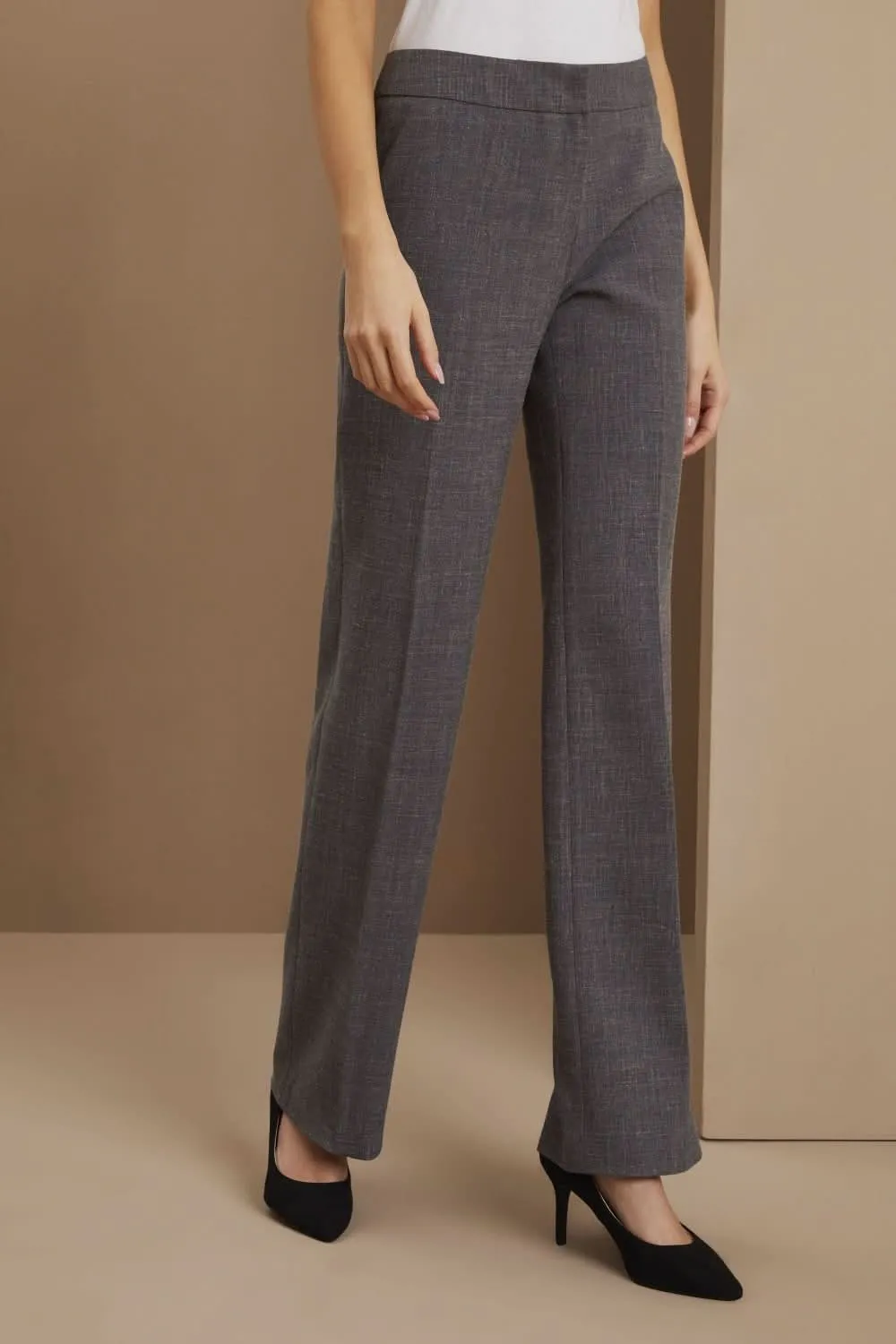 Linen Blend Straight Leg Trousers