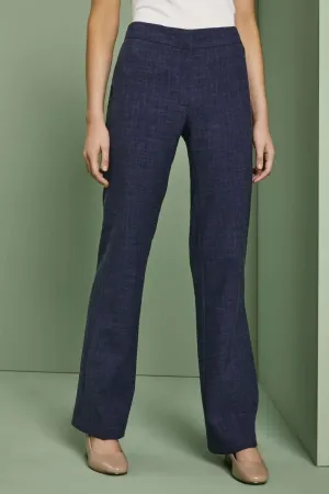 Linen Blend Straight Leg Trousers