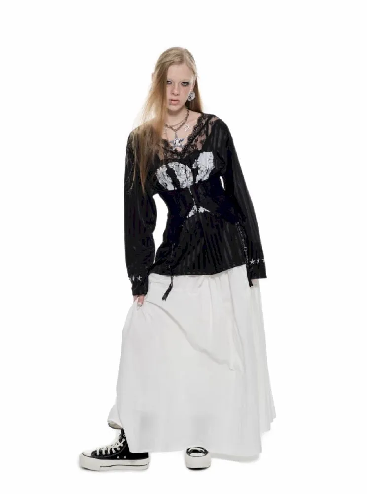 Long splicing umbrella skirt【s0000010207】