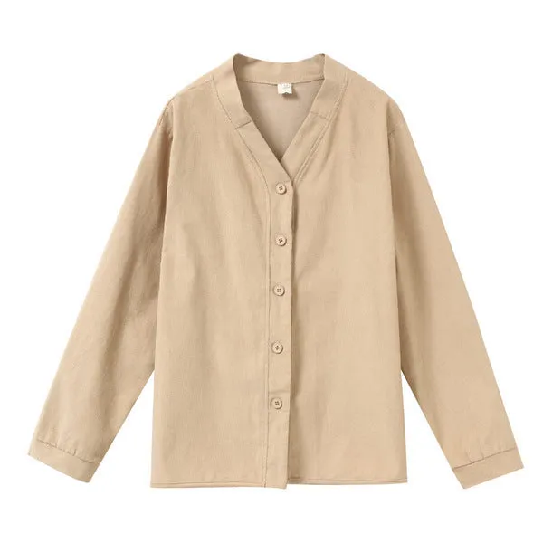 Loose plus size corduroy shirt