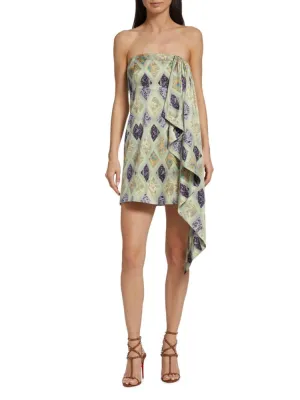 Luisa Cinq À Sept Silk Mini Dress, Green Multi