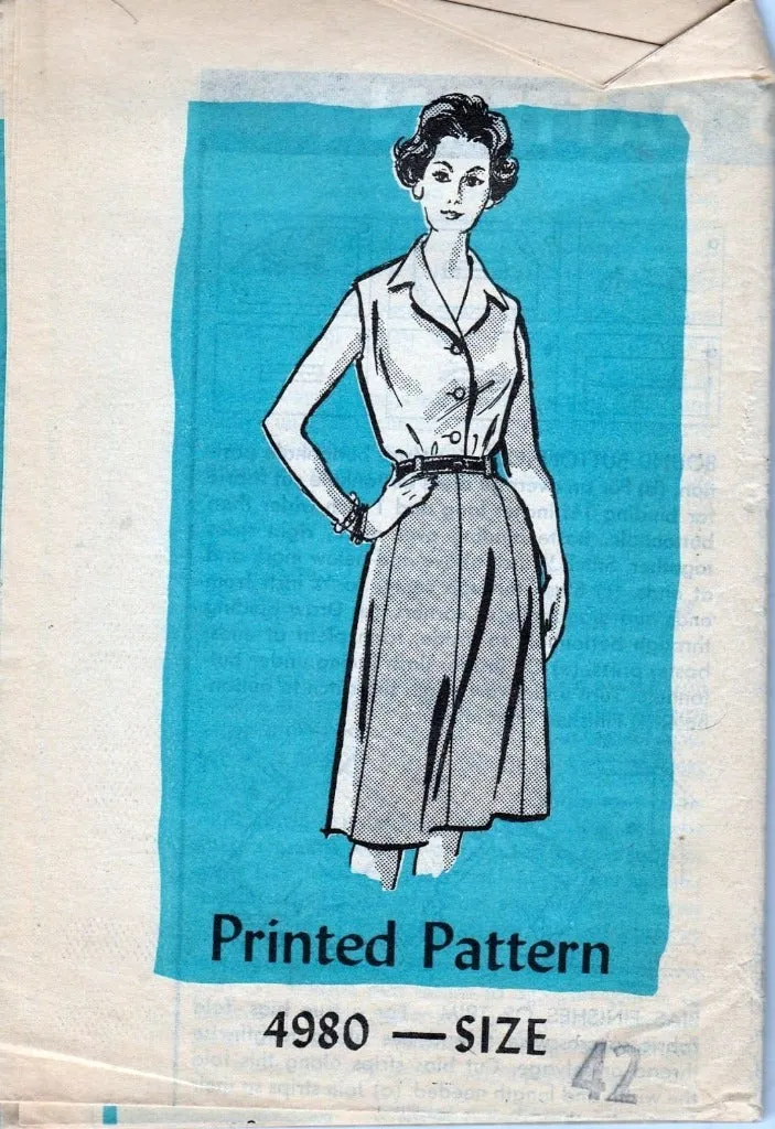 Mail Order 4980 Vintage 1960's Sewing Pattern Ladies Blouse Slim Skirt