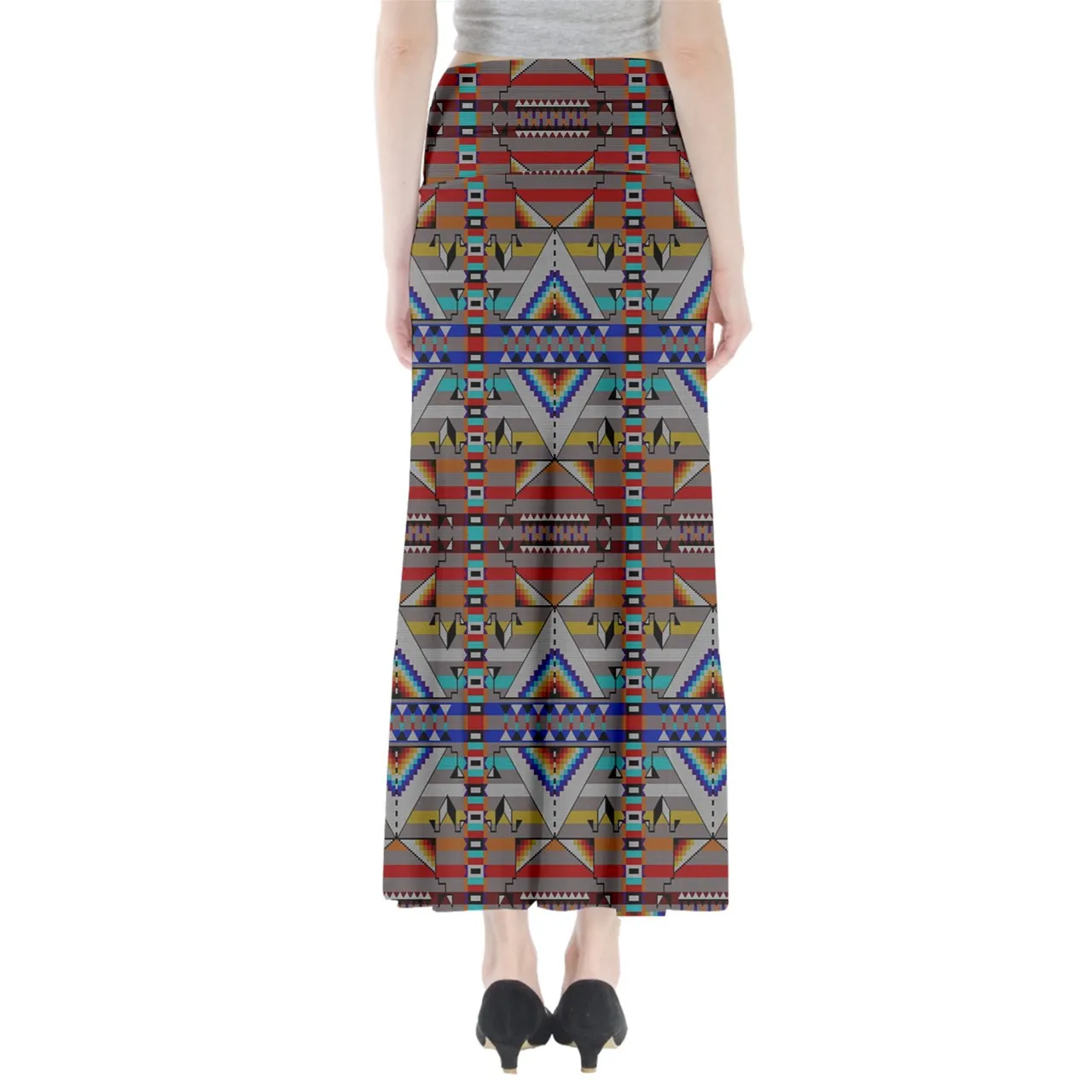 Medicine Blessing Lime Grey Full Length Maxi Skirt