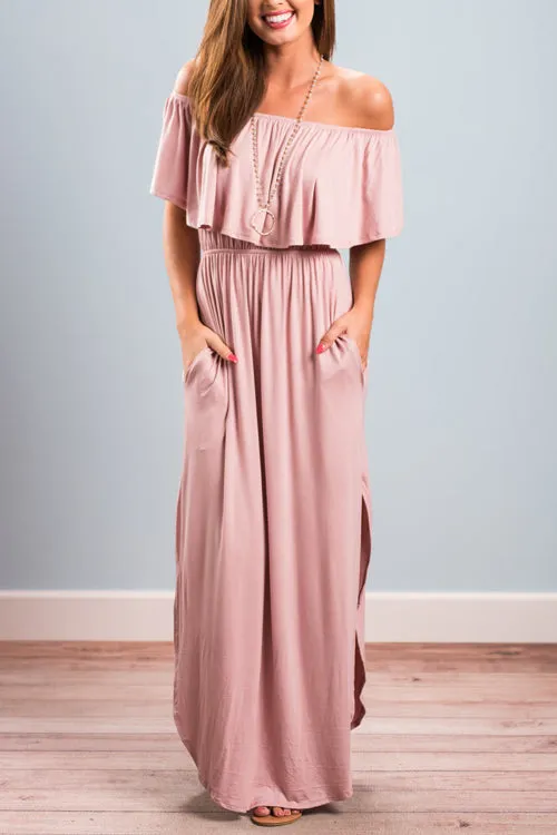 Milani Peach Off Shoulder Maxi Dress - 4 Colors