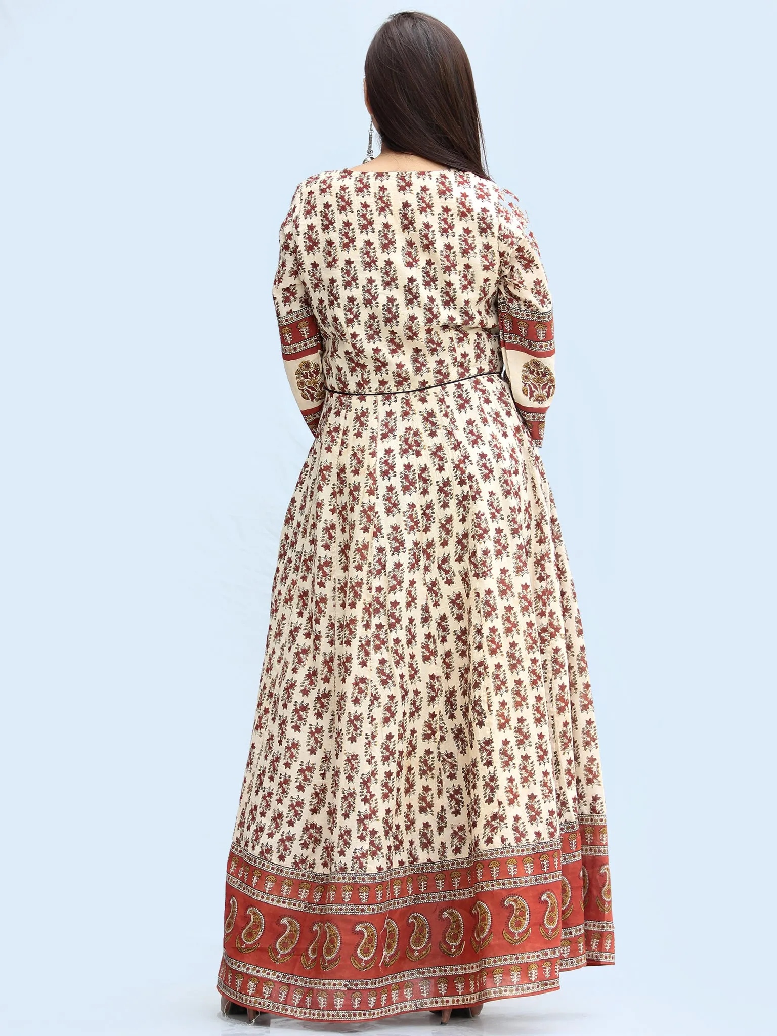 Naaz Ayma - Hand Block Printed Long Cotton Dress With Lining - DS15F003