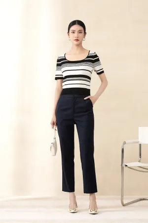 Navy Blue Cropped Pants