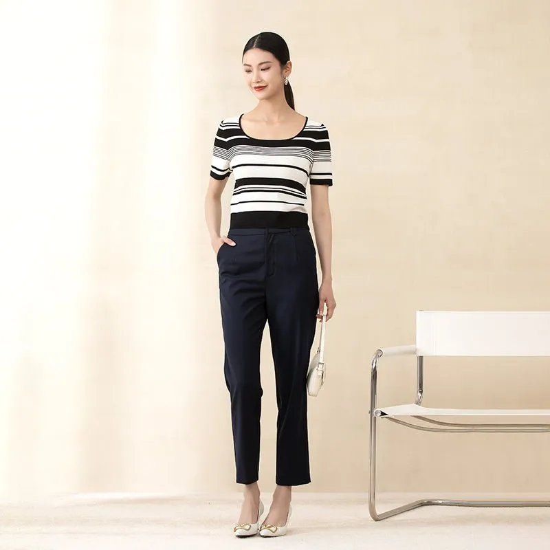 Navy Blue Cropped Pants