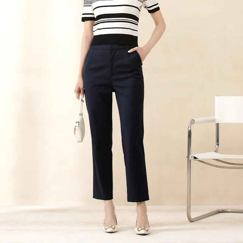 Navy Blue Cropped Pants