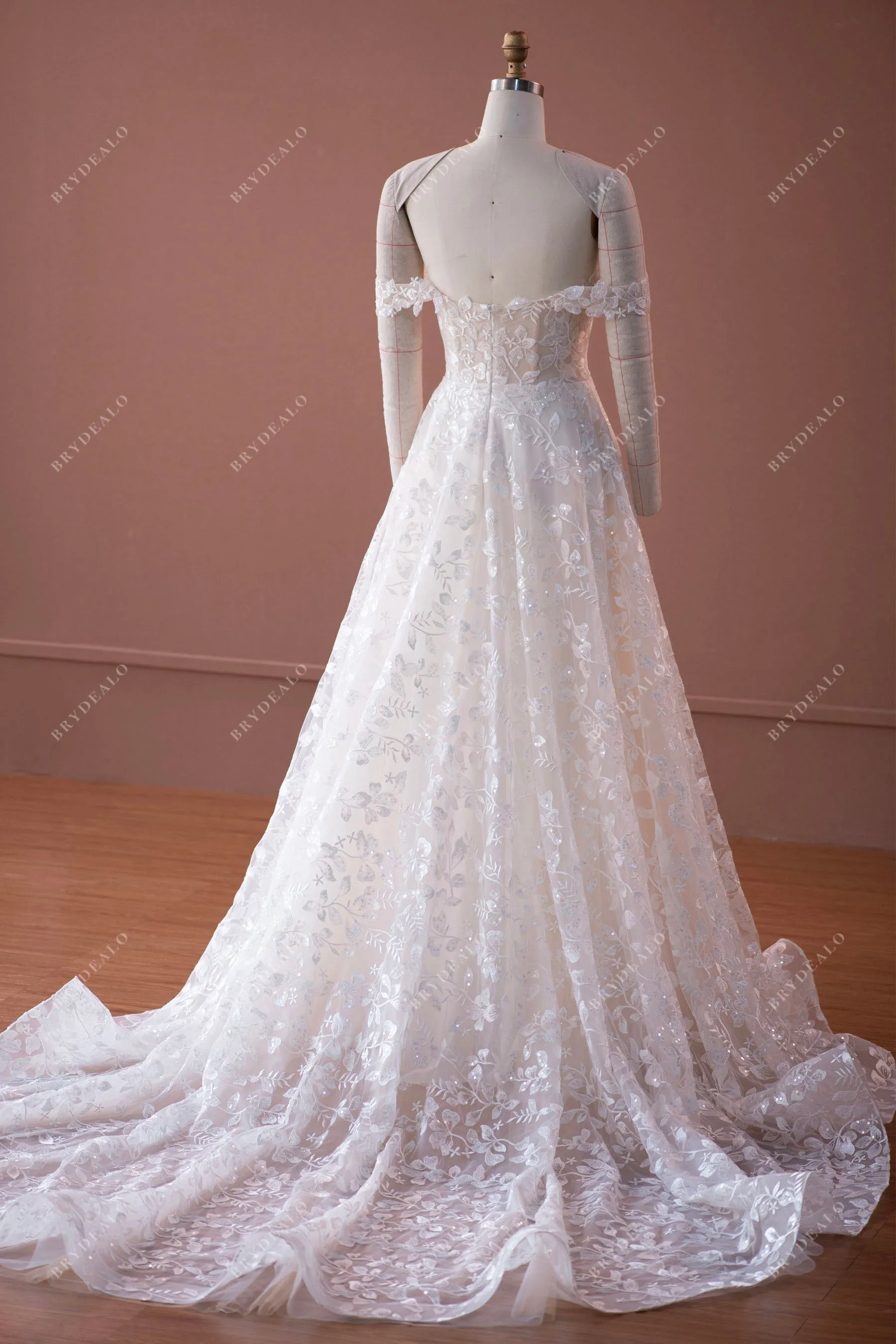 Off Shoulder Corset Lace Romantic A-line Wedding Dress