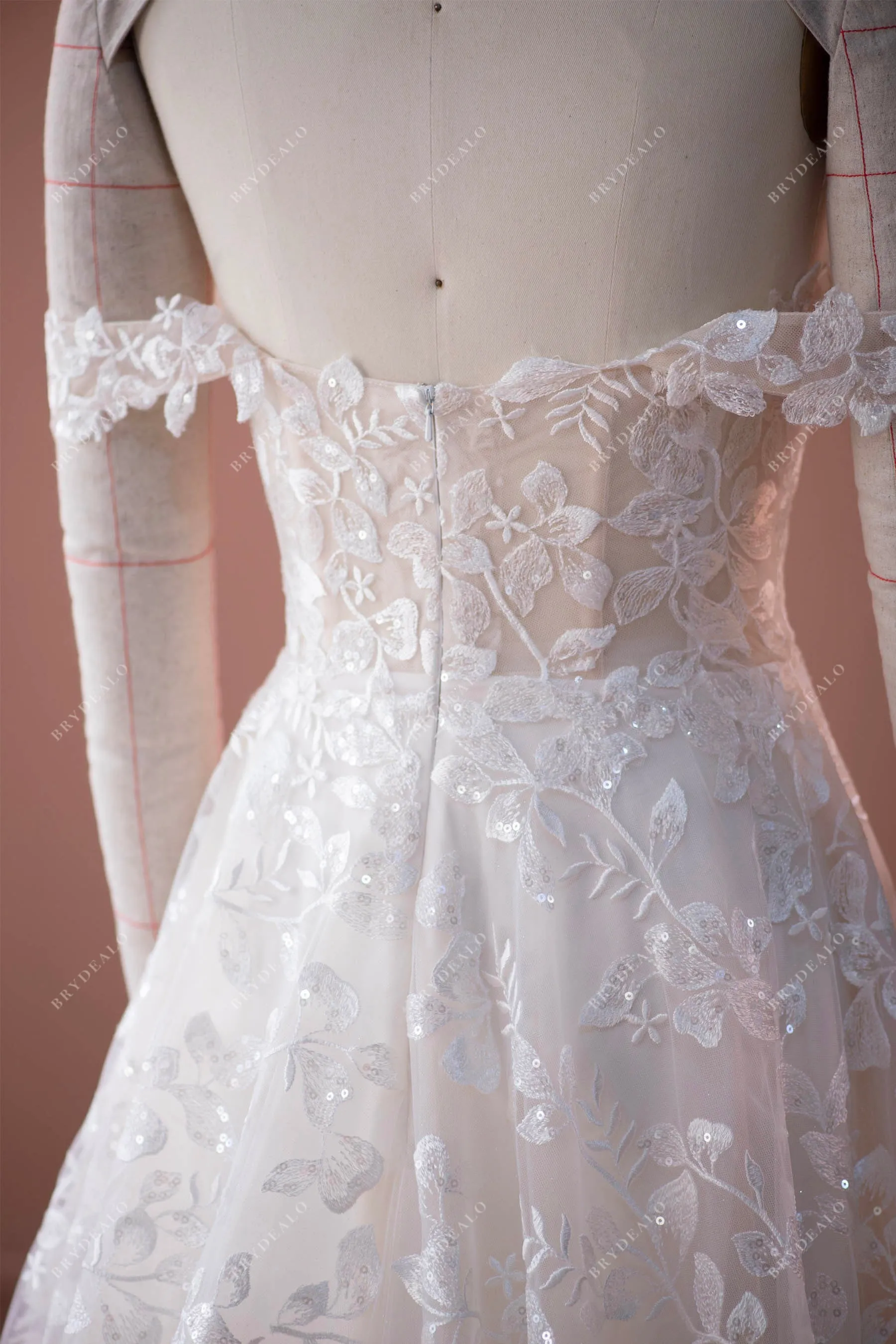 Off Shoulder Corset Lace Romantic A-line Wedding Dress