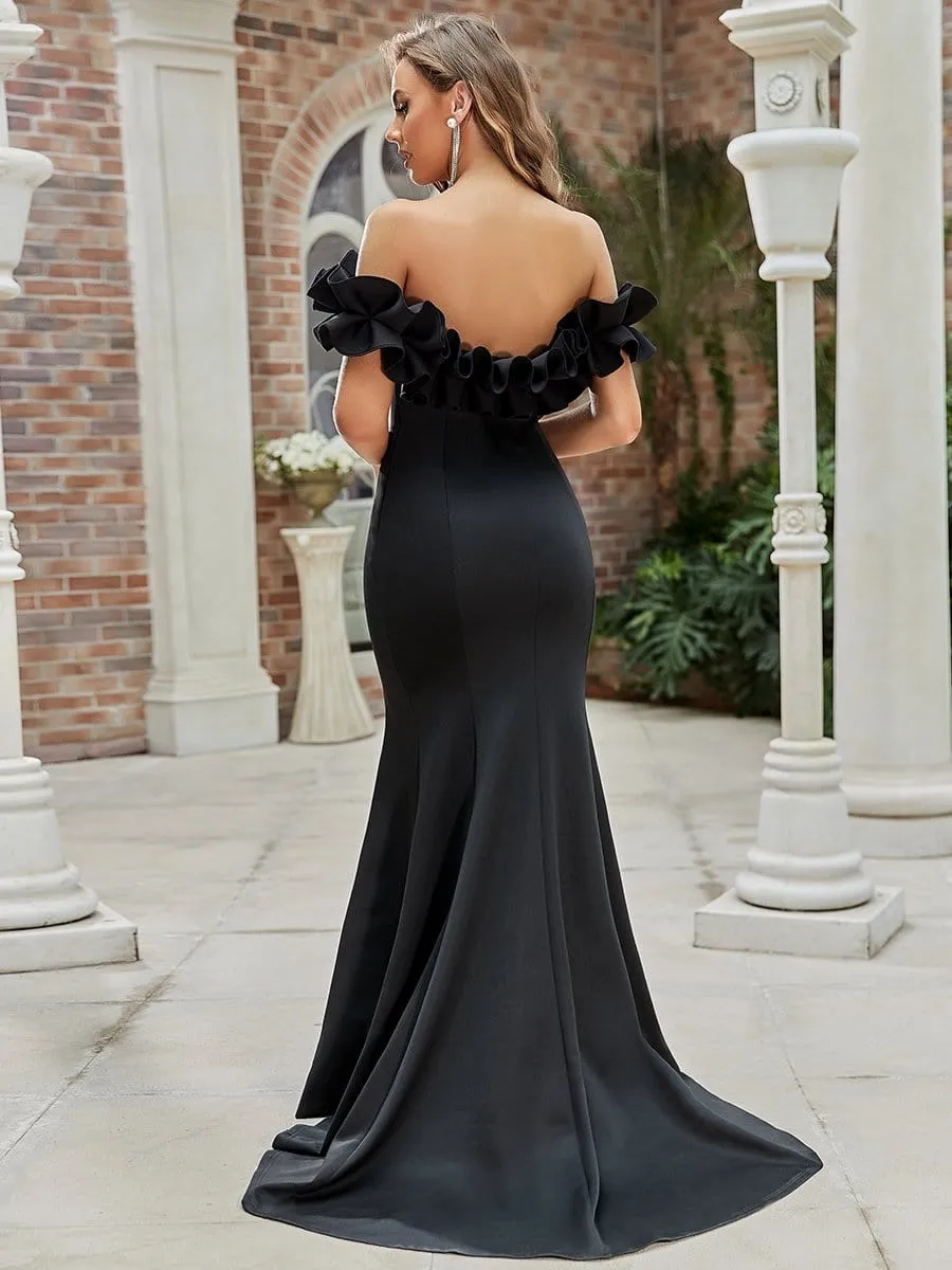 Off the Shoulder A Line Mermaid Maxi Evening Gown