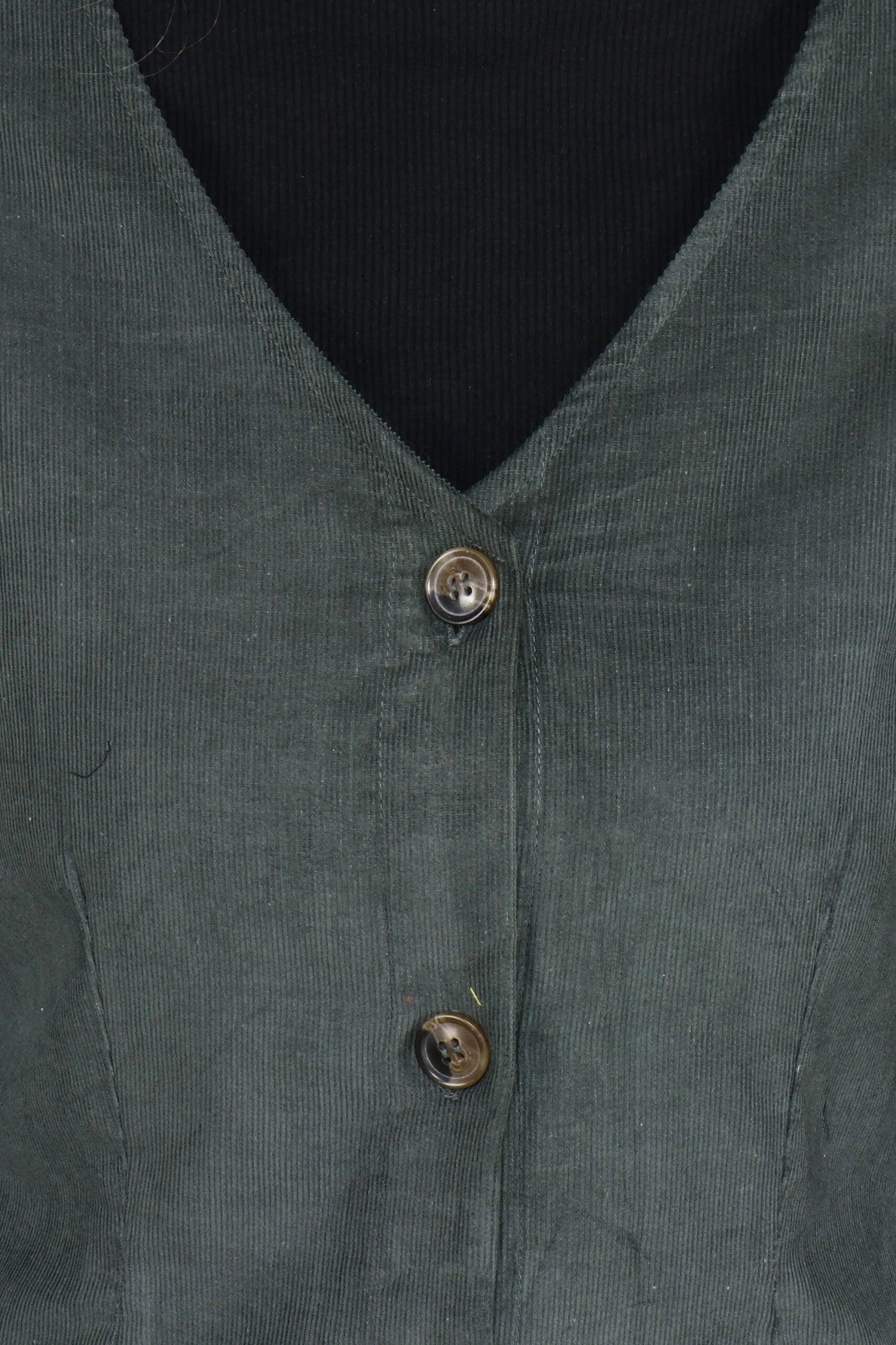 Olive Green Solid Buttoned Dress