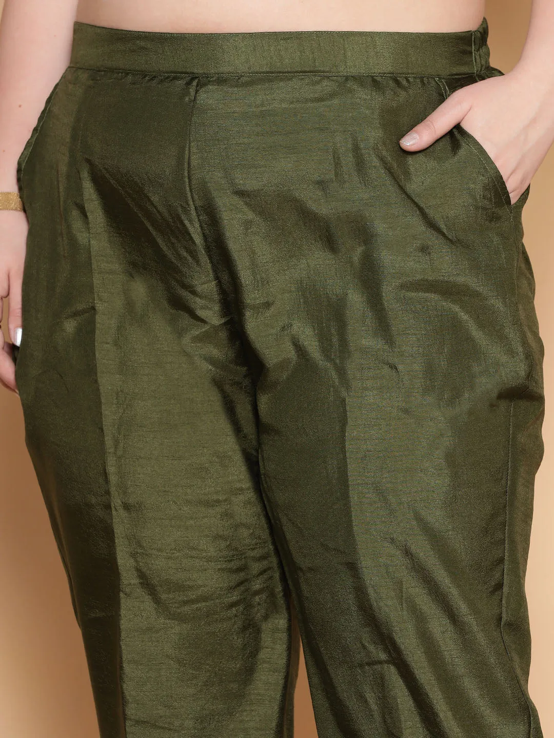 Olive Silk Pants