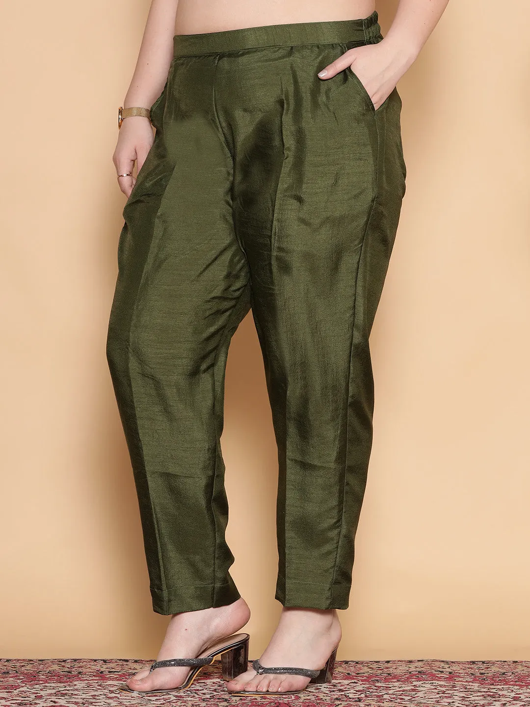 Olive Silk Pants