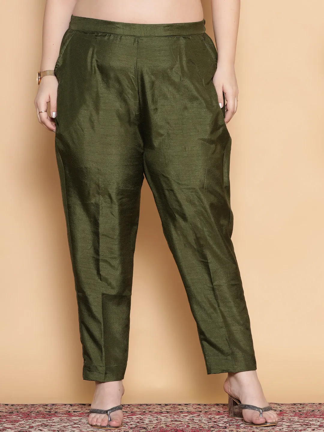 Olive Silk Pants