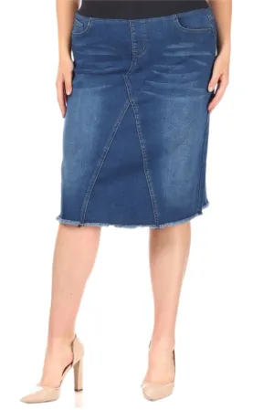 Plus Mid-Length Denim Skirt Style 77617X