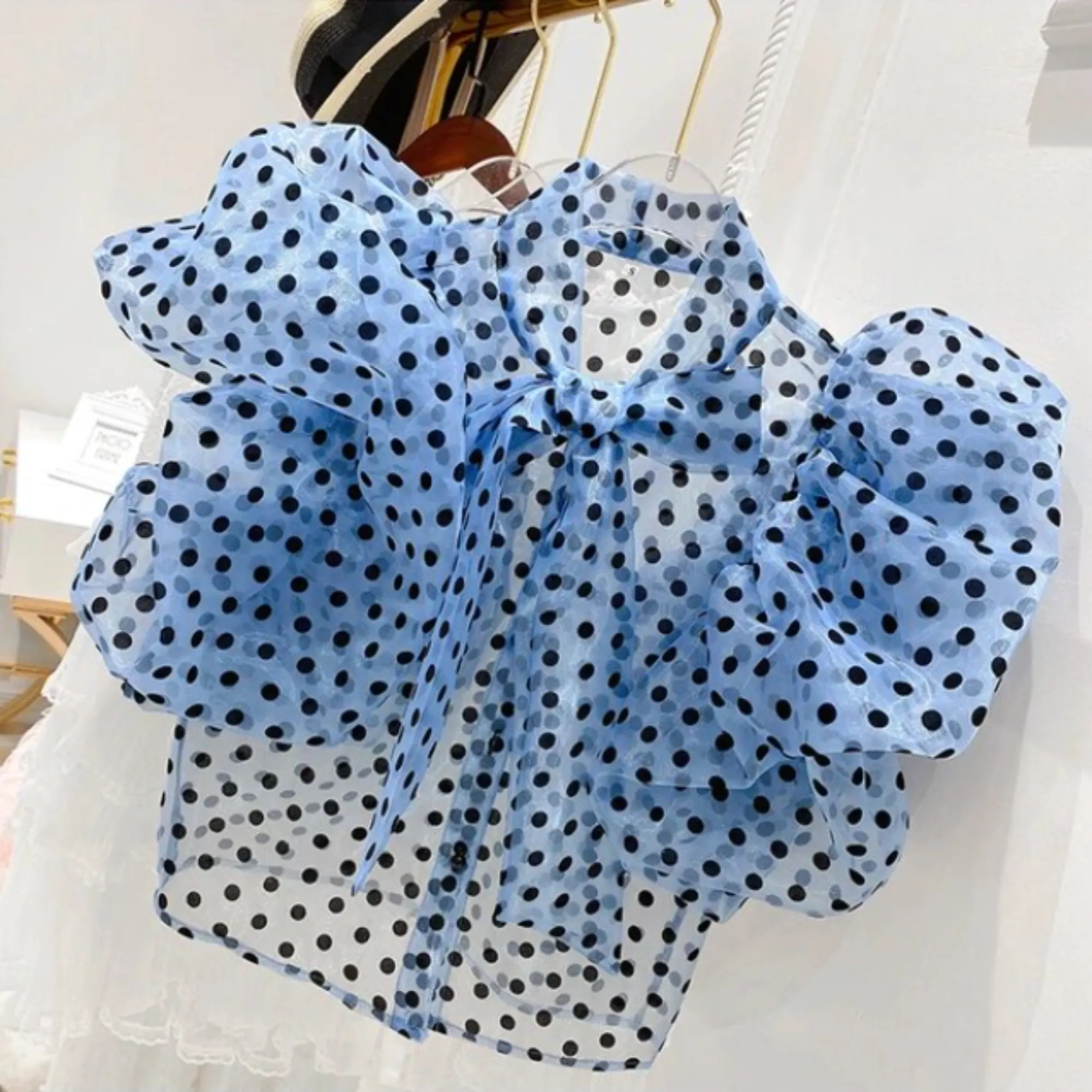 Pre Order:  Polka Dots See-Through Cropped Top