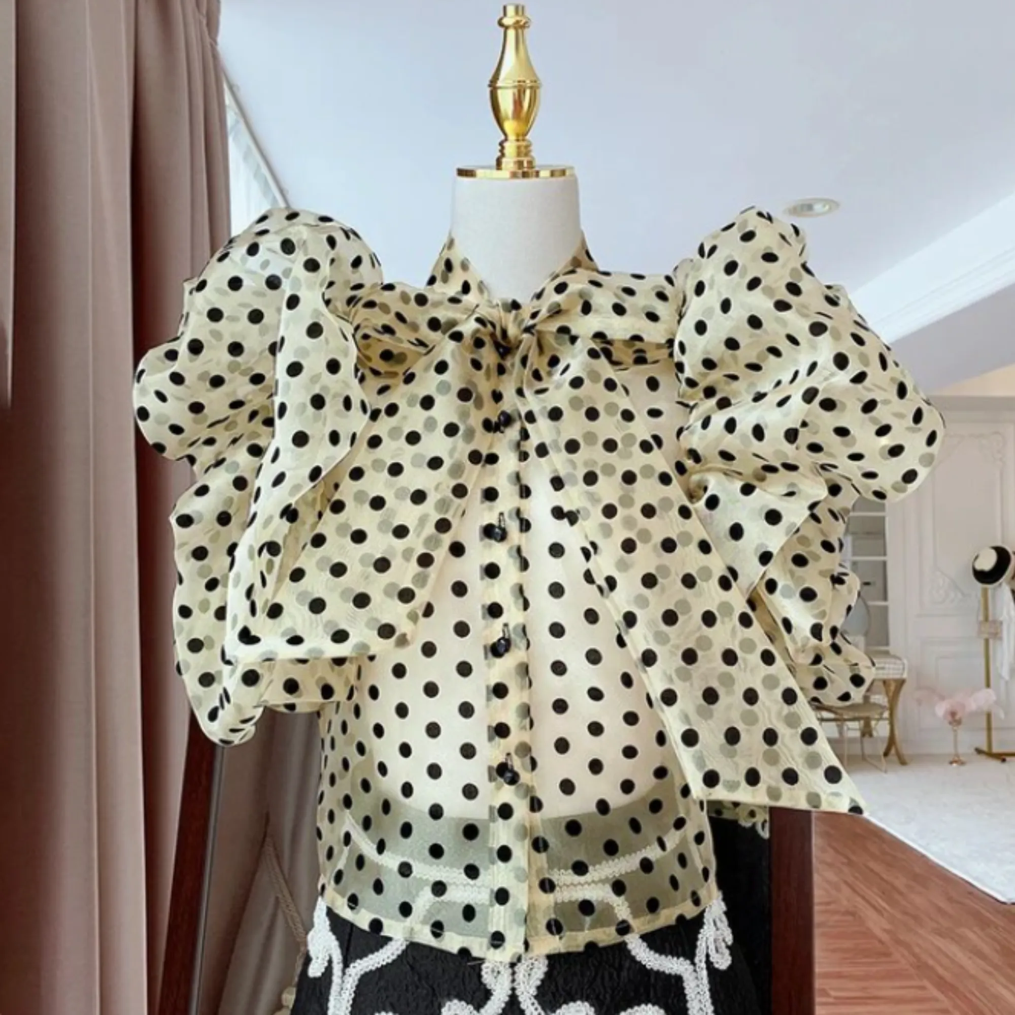 Pre Order:  Polka Dots See-Through Cropped Top