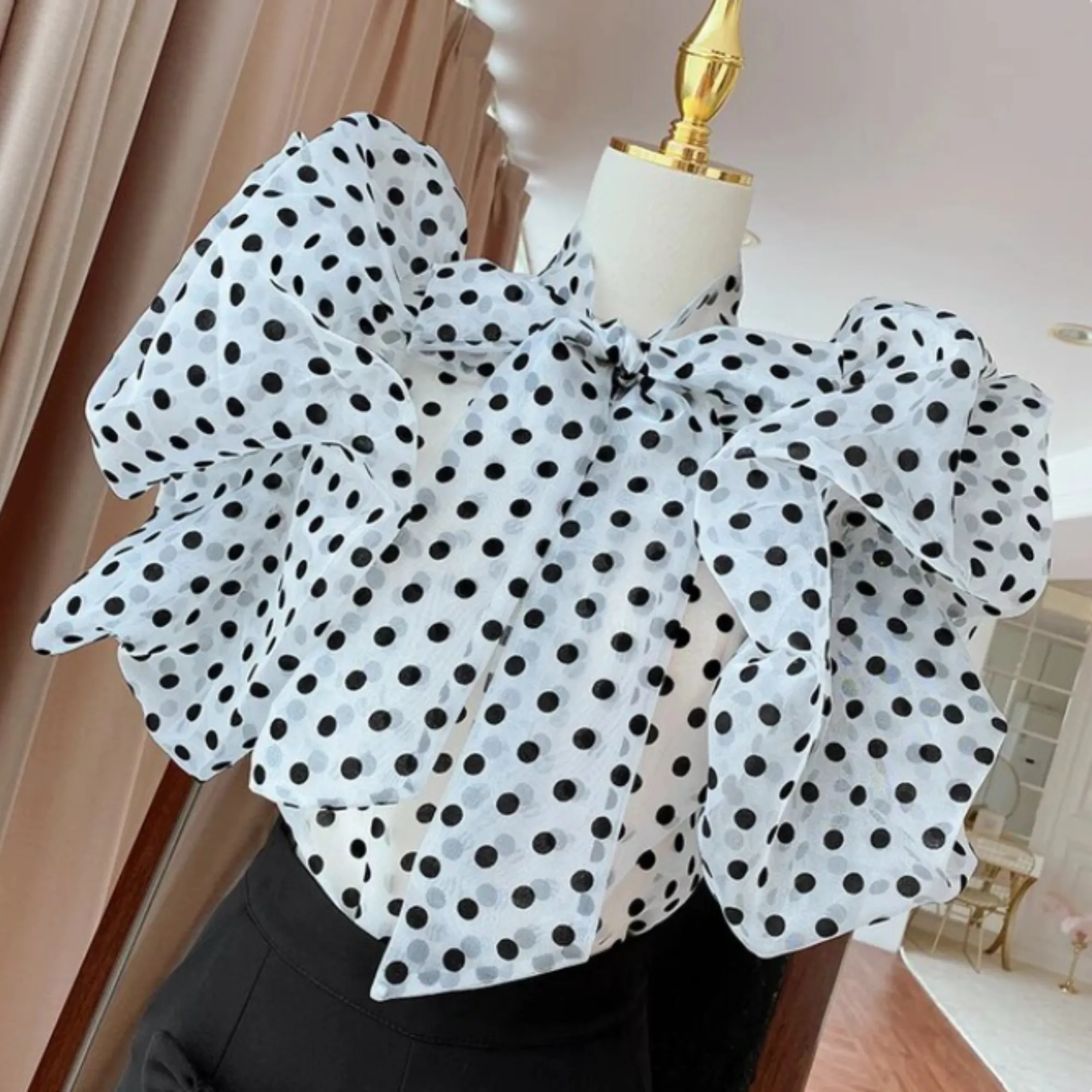 Pre Order:  Polka Dots See-Through Cropped Top