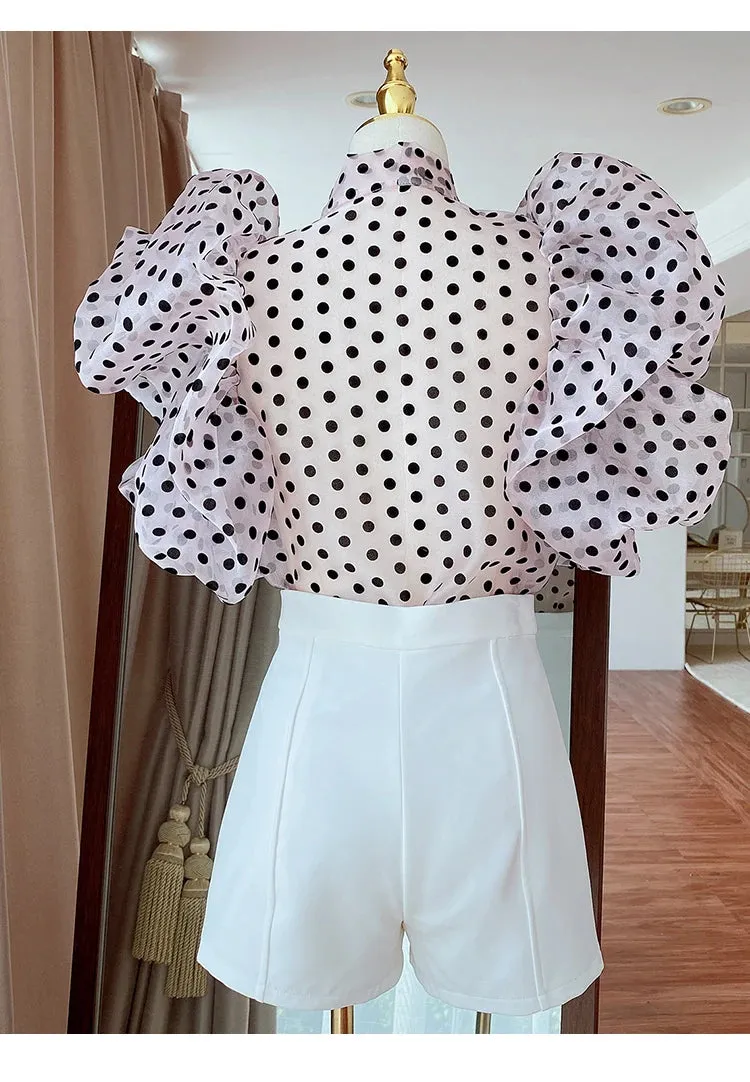 Pre Order:  Polka Dots See-Through Cropped Top