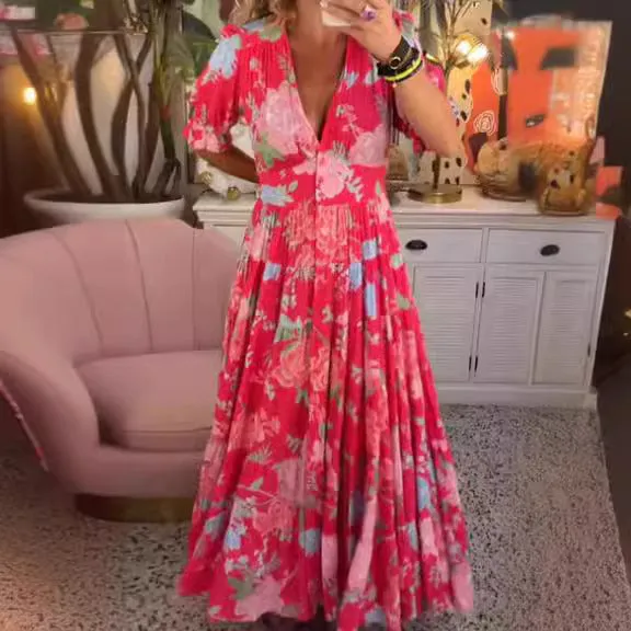 Printed Long And Wide Dress