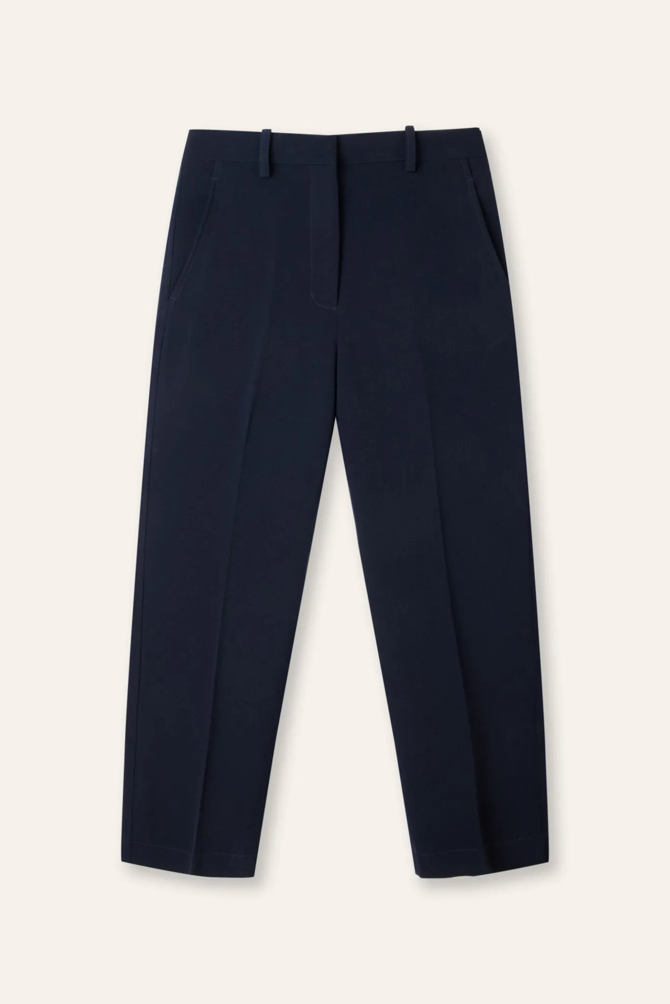 Rachel high-waist straight-leg trousers (Navy)