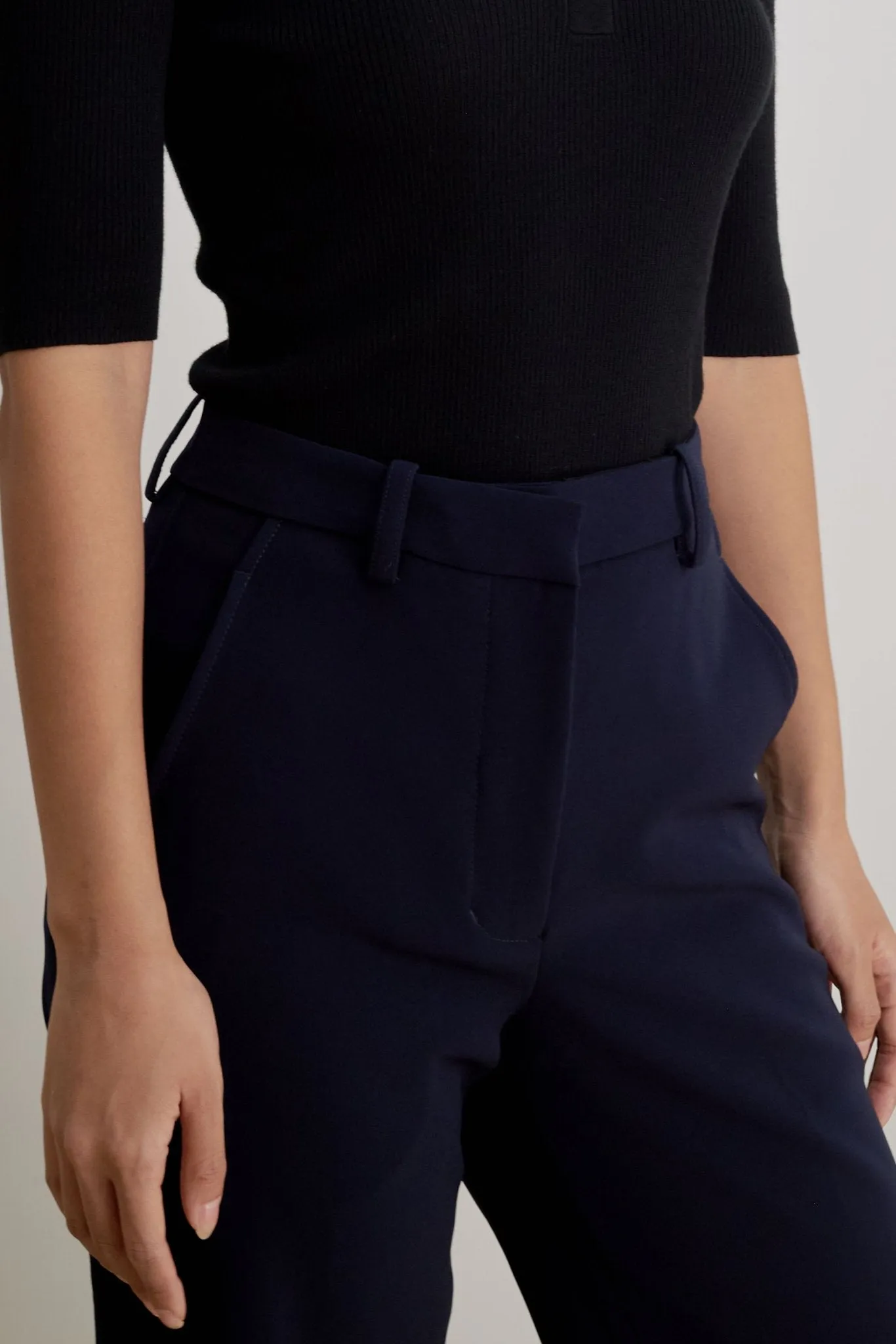 Rachel high-waist straight-leg trousers (Navy)