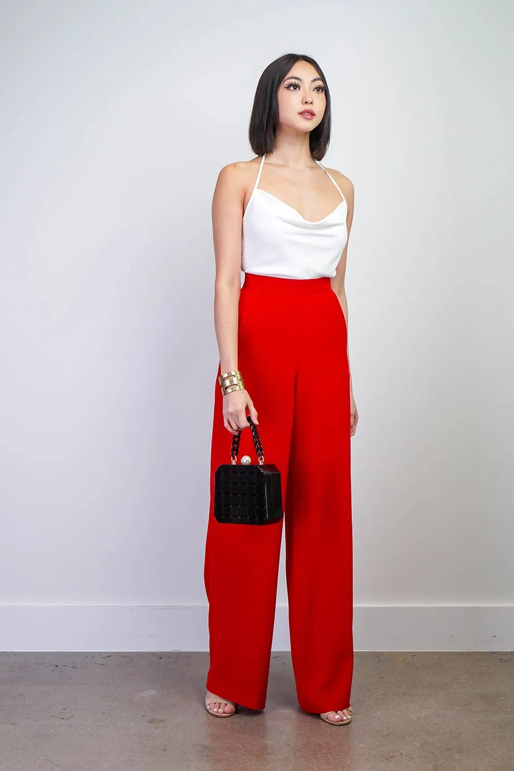 Red Straight Leg Cheryl Pants