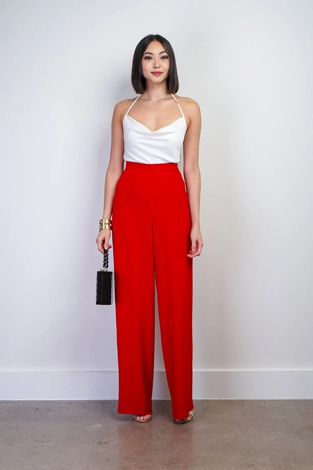 Red Straight Leg Cheryl Pants