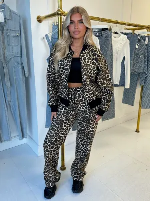 Robin leopard zip up 2 piece set