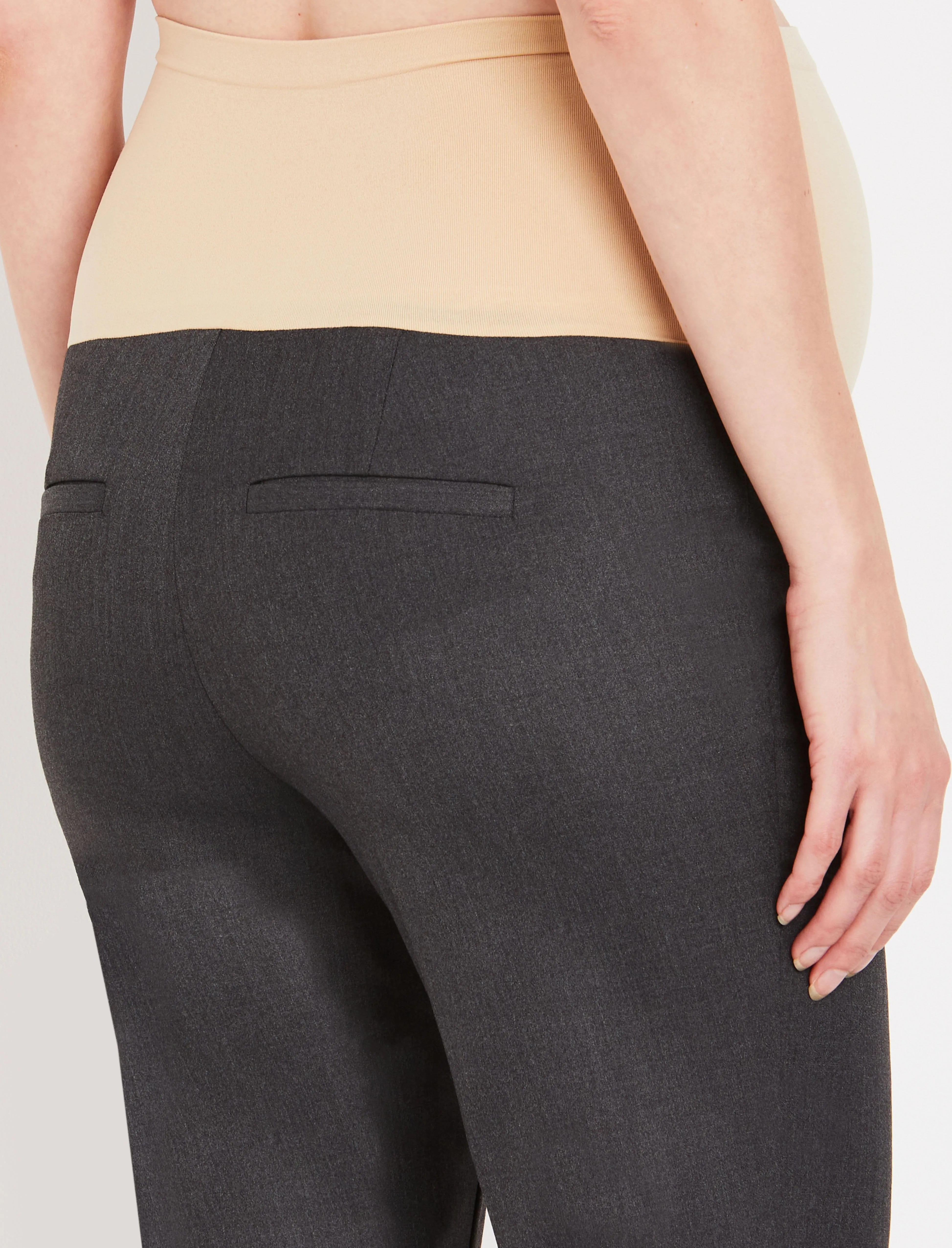 Secret Fit Belly Bi-stretch Suiting Straight Leg Maternity Pants in Grey