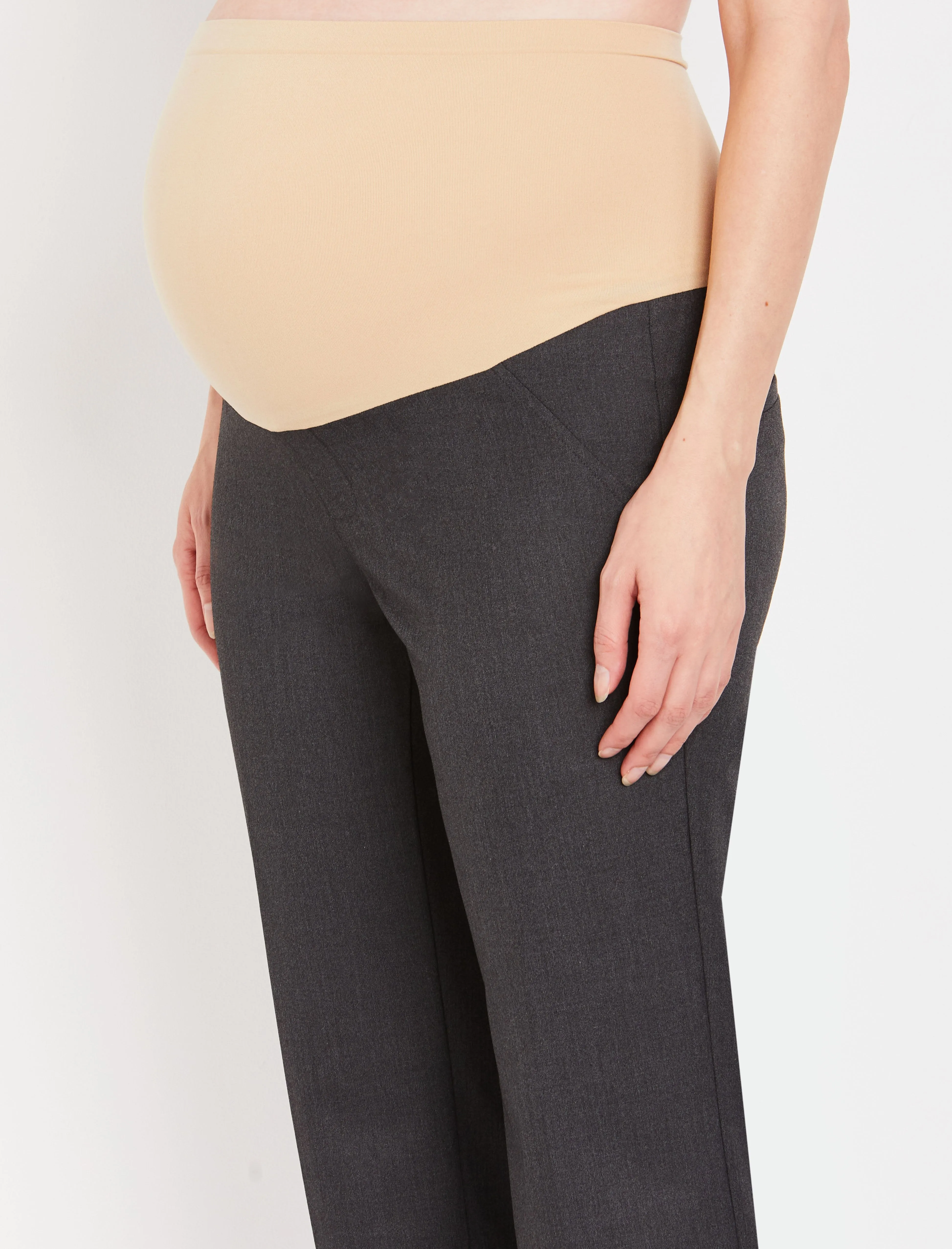 Secret Fit Belly Bi-stretch Suiting Straight Leg Maternity Pants in Grey