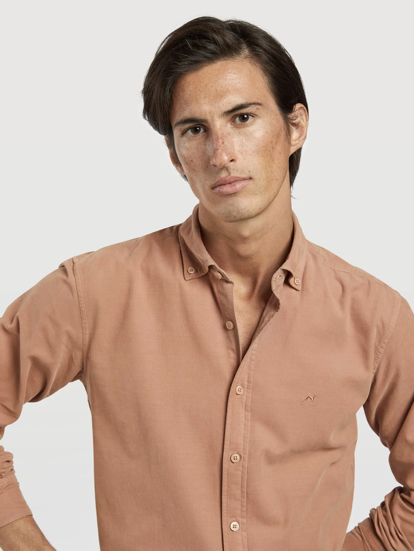 Slim fit baby corduroy garment dye shirt