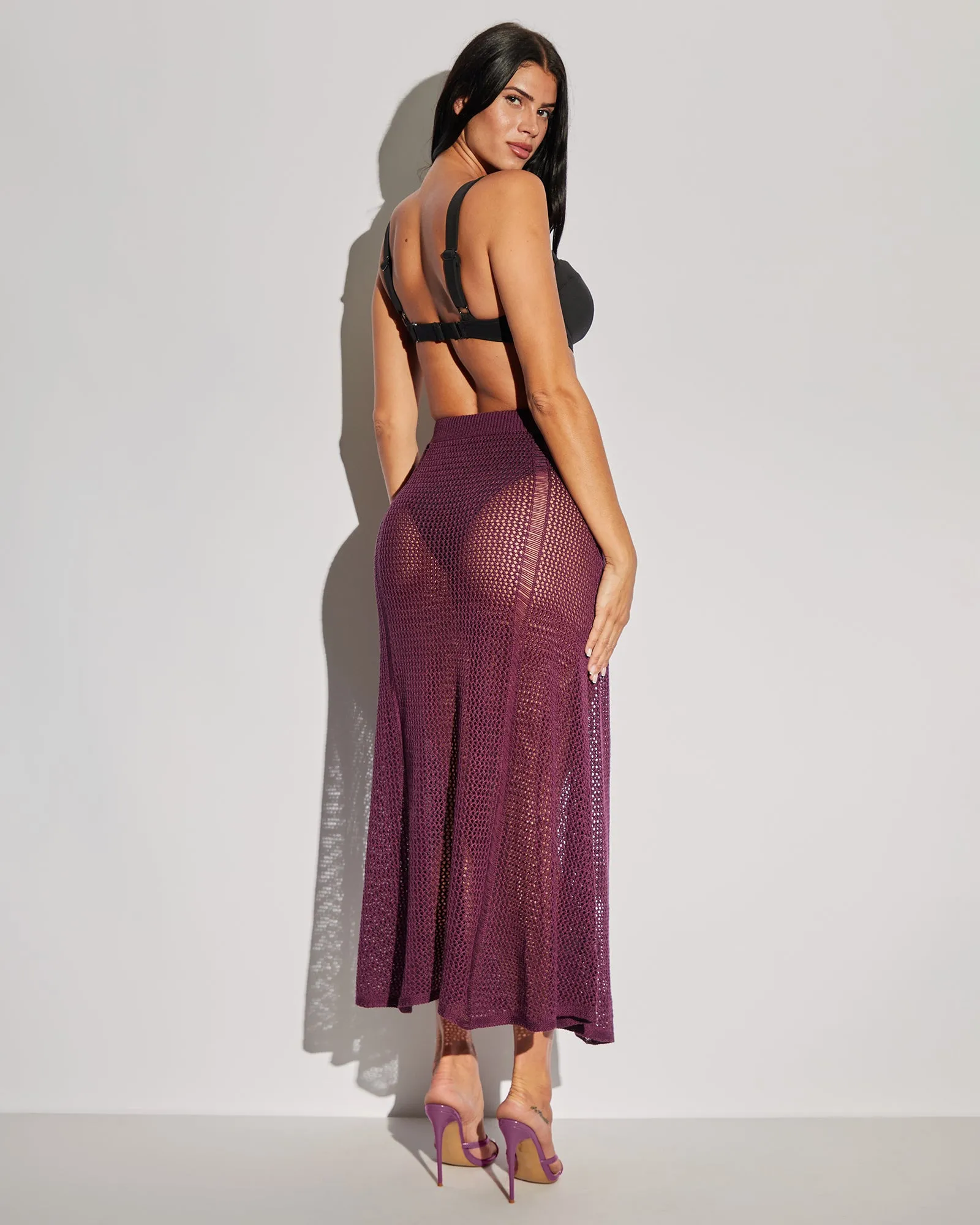 Stitchy Maxi Skirt - Aubergine