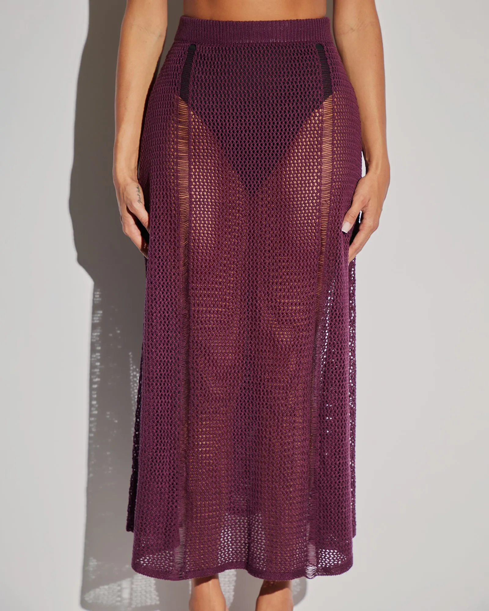 Stitchy Maxi Skirt - Aubergine