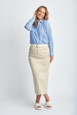 Straight Skirt With Back Split Natural