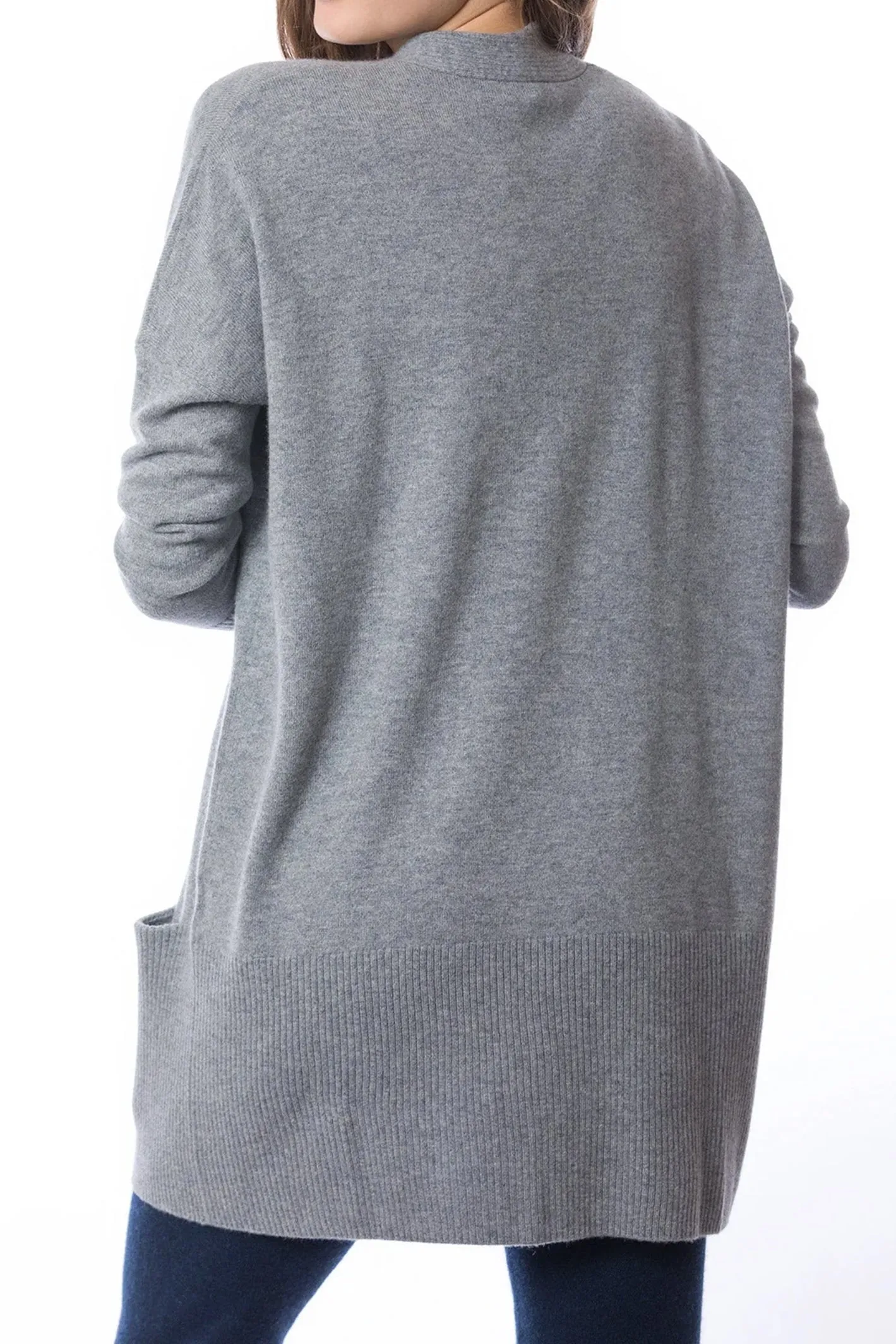 Sustainable Cashmere Edge To Edge Cardigan - Soft Grey Marl