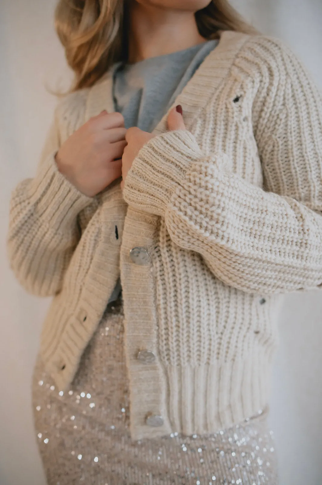 The Oaks Cardigan - Cement Melange