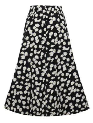 Vintage Print A Line Skirt