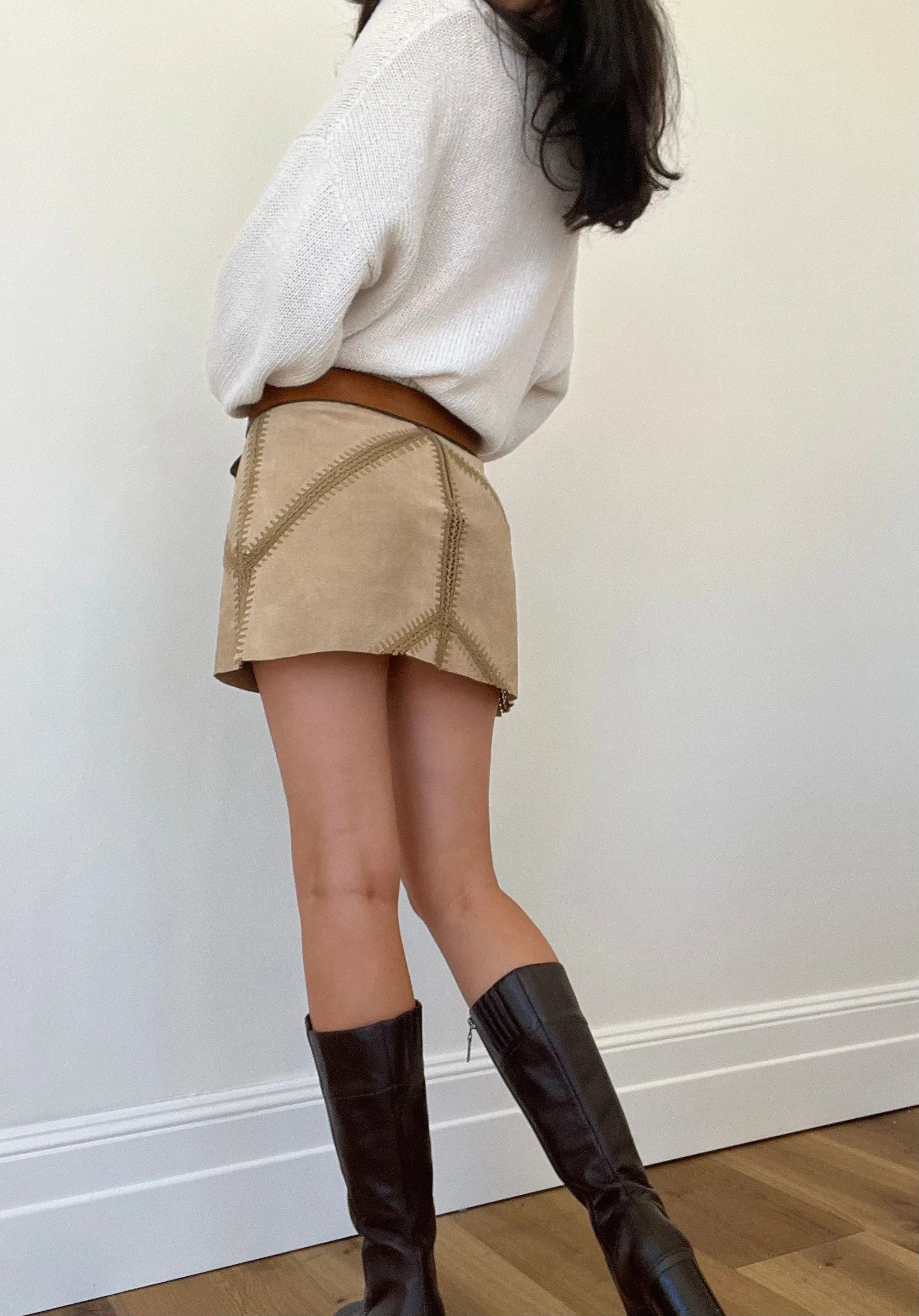 Vtg Suede Mini Skirt