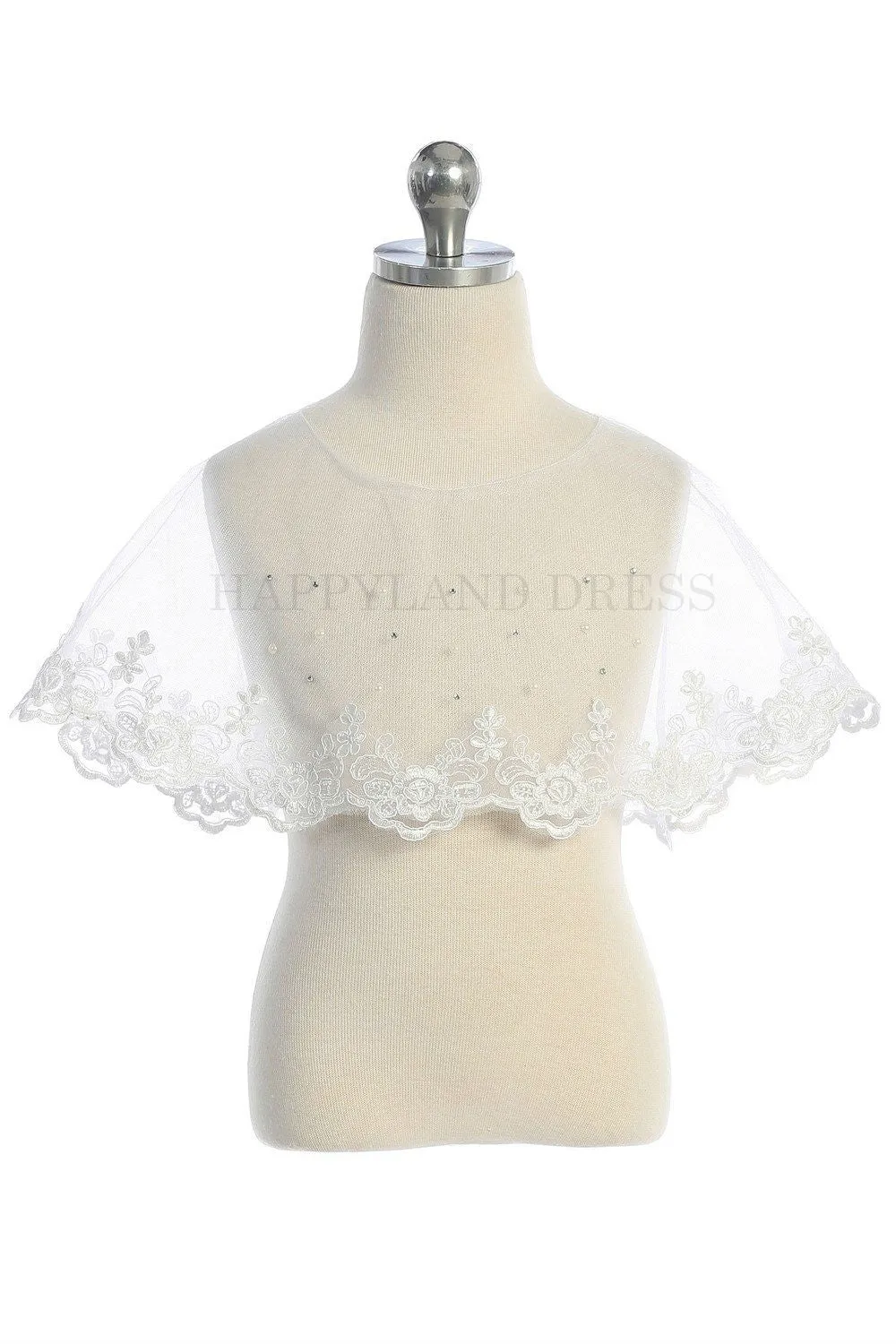 White Tulle Lace Cape