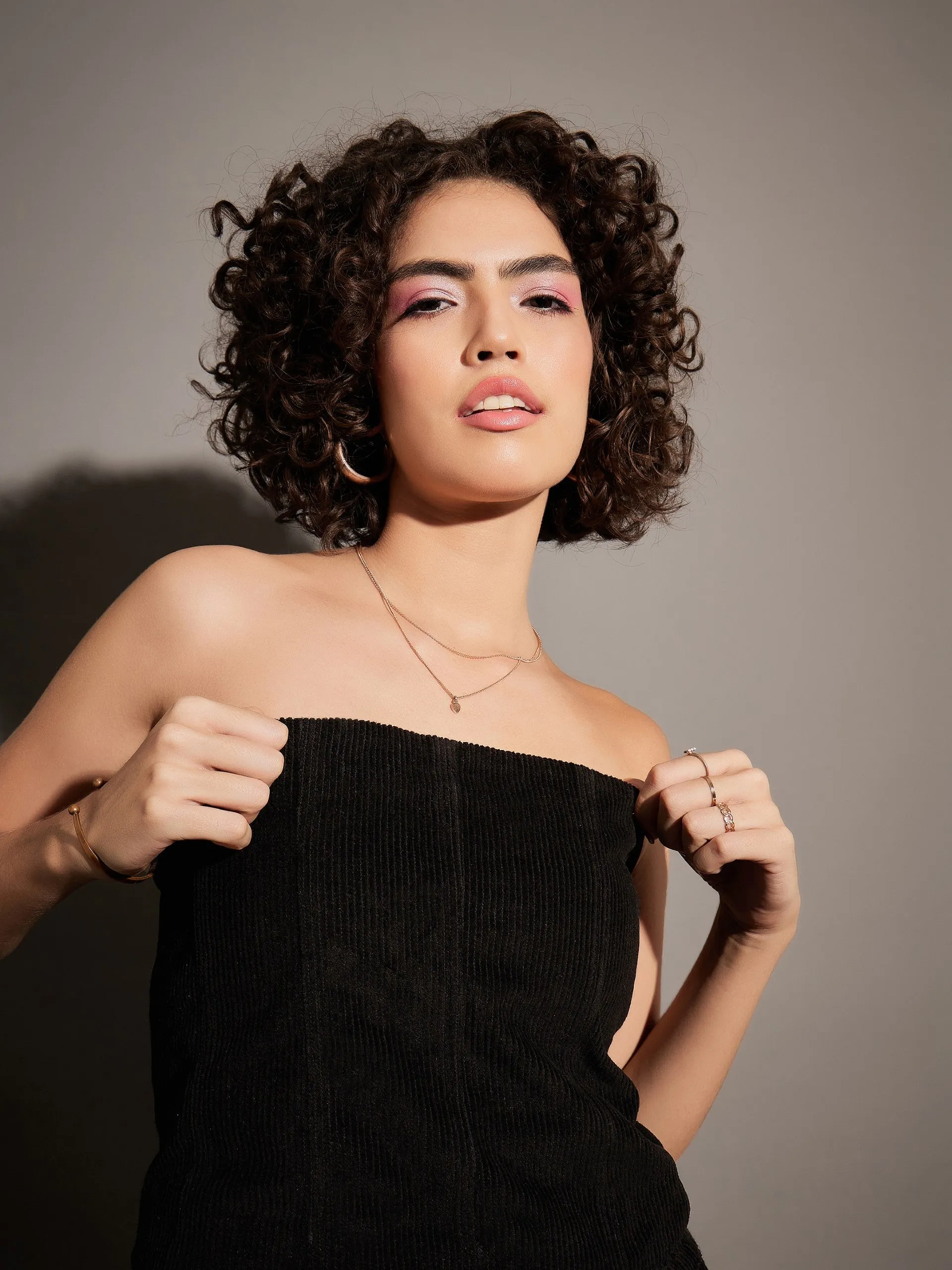 Women Black Corduroy Off Shoulder Crop Top