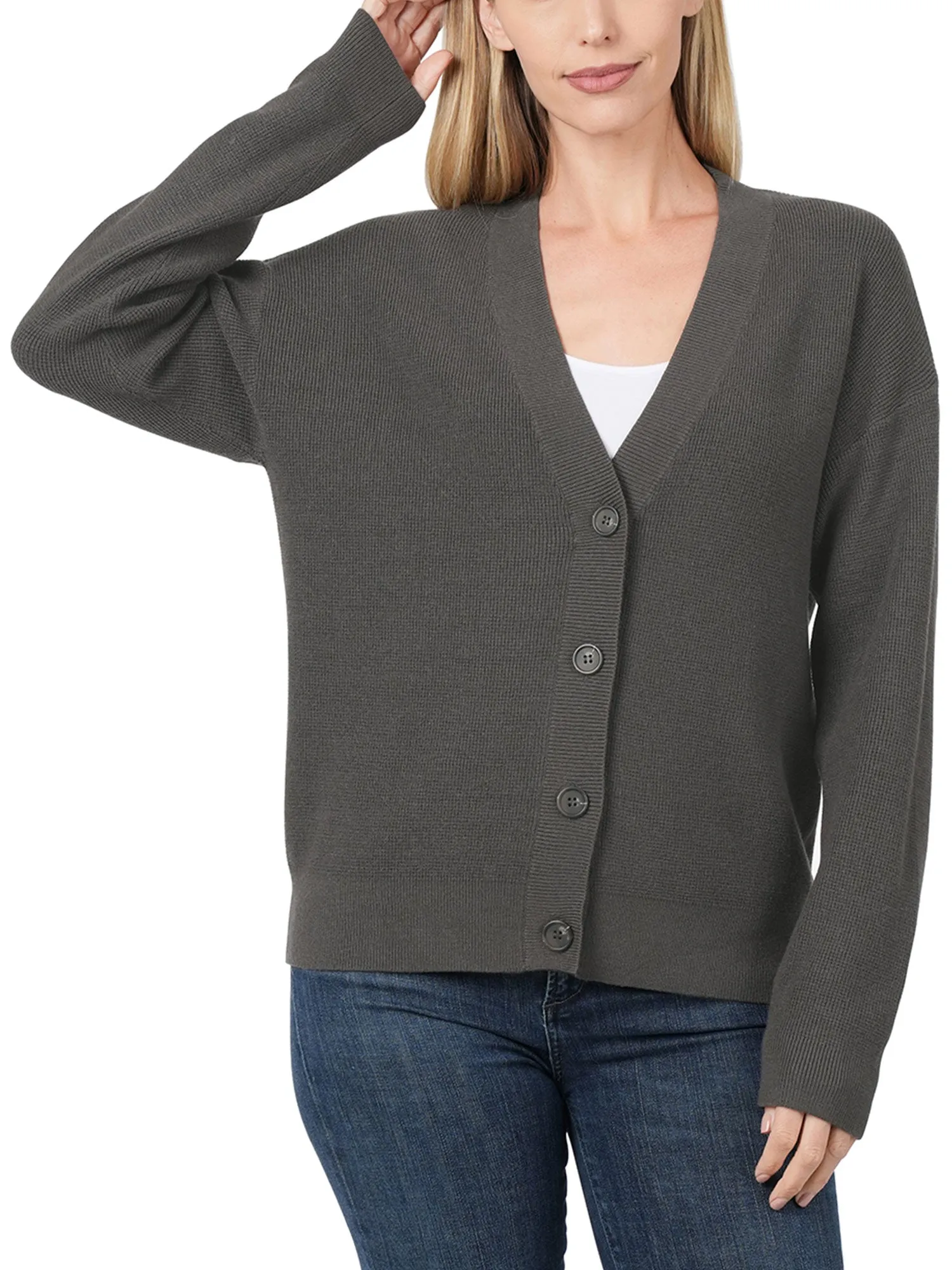 Womens Casual Viscose Sweater Cardigan with Button Closure