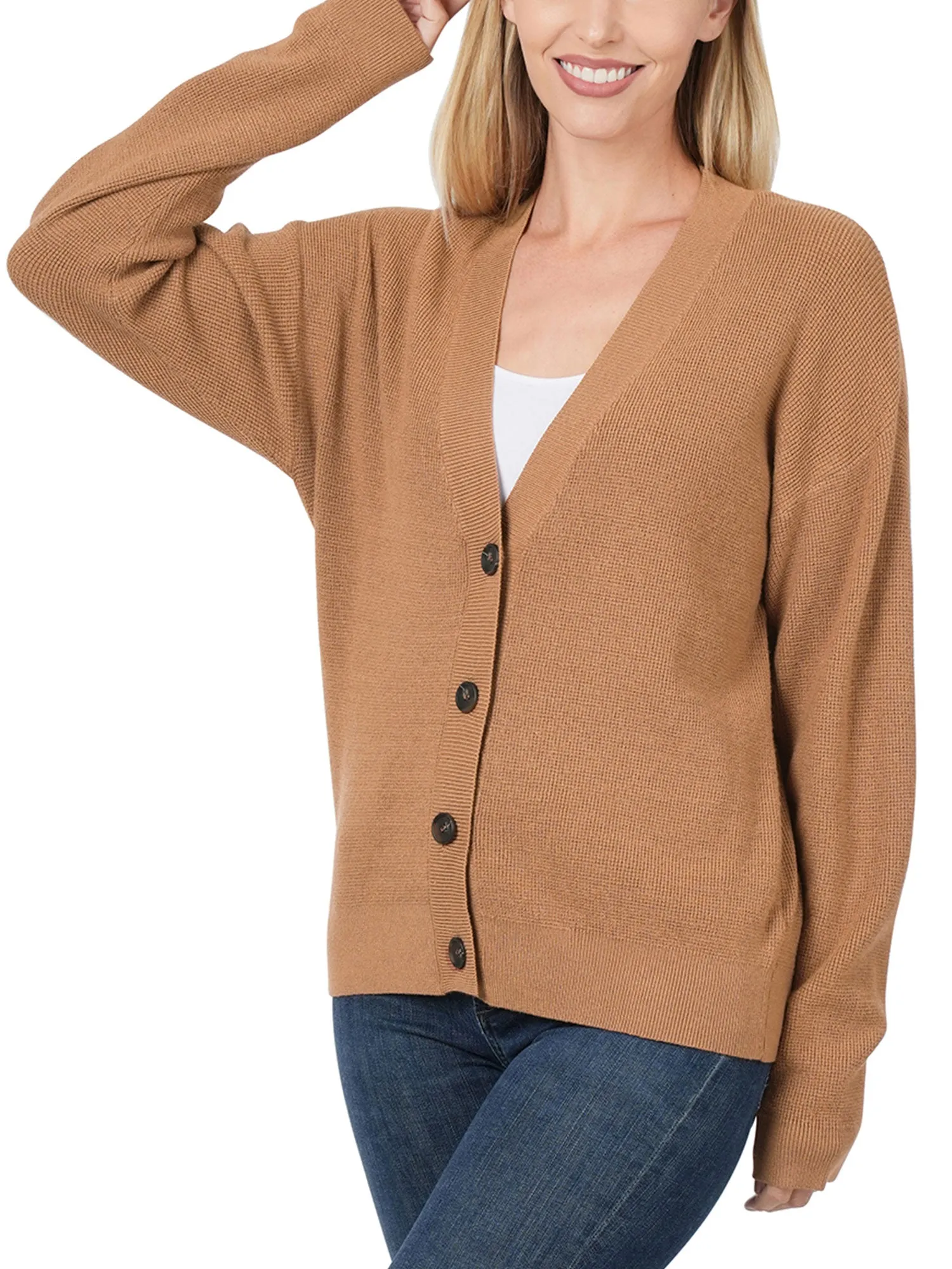 Womens Casual Viscose Sweater Cardigan with Button Closure