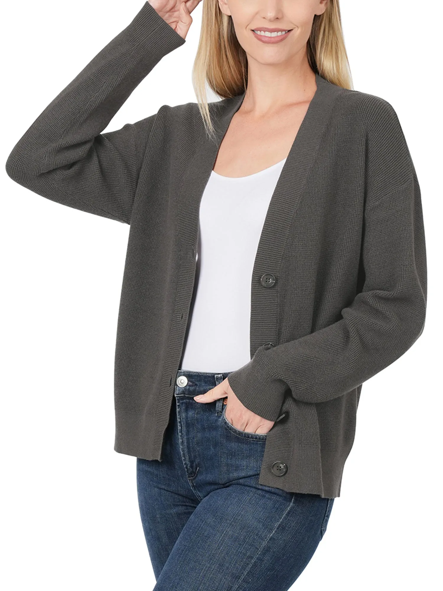 Womens Casual Viscose Sweater Cardigan with Button Closure