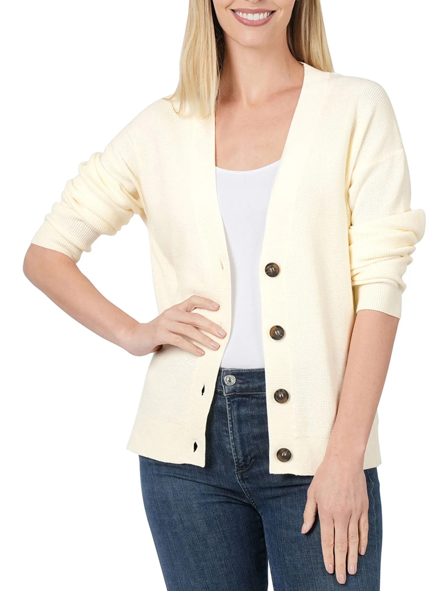 Womens Casual Viscose Sweater Cardigan with Button Closure